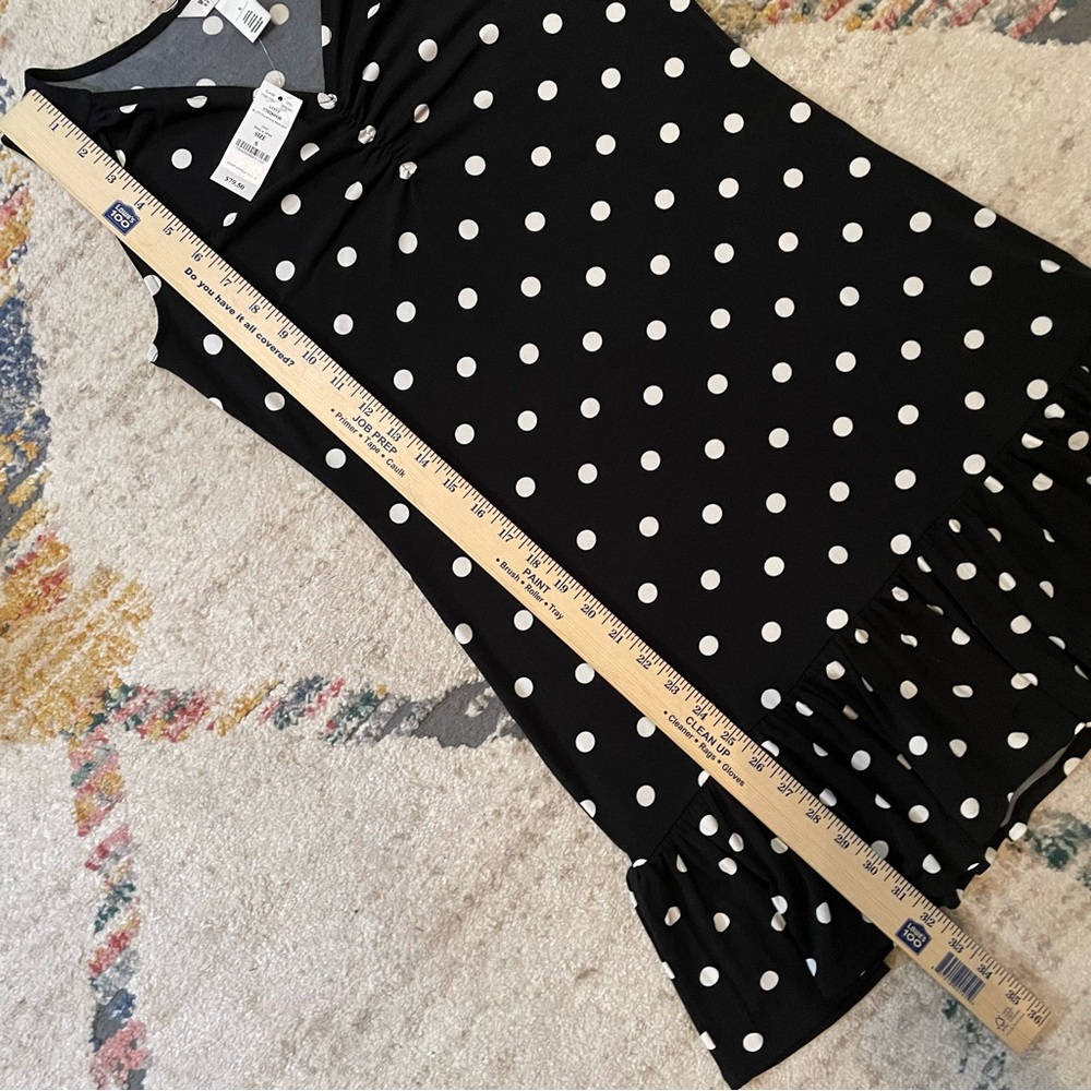 White House Black Market Sleeveless Black with White Polka Dot Dress Small NWT - Picture 6 of 8
